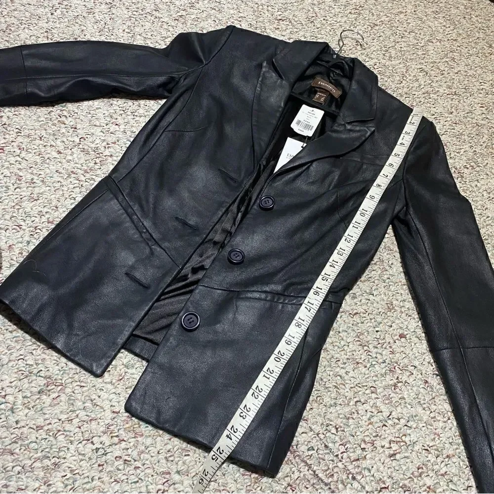 Danier Black Leather Fitted Blazer Jacket | Lined | Women’s XXS - Picture 4 of 7